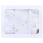 Trusou Botez 6 piese cu Text Brodat, Ingeras, Alb Ivoire