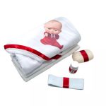 Trusou Botez 6 piese cu Text Imprimat, Baby Boss, Rosu - imagine 2