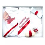 Trusou Botez 6 piese cu Text Imprimat, Baby Boss, Rosu