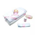 Trusou Botez 6 piese cu Text Imprimat, Ingeras, Roz - imagine 2