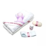 Trusou Botez 6 piese cu Text Imprimat, Ingeras, Roz Pudra - imagine 2