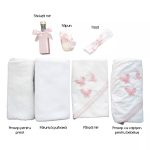 Trusou Botez 7 Piese cu Broderie, Roz, Fluturi - imagine 2