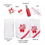 Trusou Botez 7 Piese Personalizat cu Broderie, Rosu, Coroana Regala - imagine 2