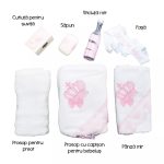 Trusou Botez 7 Piese Personalizat cu Broderie, Roz Pudra, Coroana - imagine 2