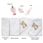Trusou Botez 7 Piese Personalizat cu Broderie, Roz Pudra, Ursuleti - imagine 2