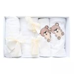 Trusou Botez 7 Piese, Crem, Ursulet Brodat