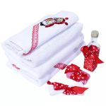 Trusou Botez cu 7 piese - Buburuza brodata - ALB - ROSU - imagine 2