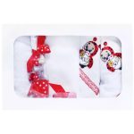 Trusou Botez cu 7 piese - Buburuza brodata - ALB - ROSU