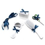 Tavita mot cu 6 piese albe si fundite bleumarin cu buline-Boss Bebe 35x20 cm  TMB03 - imagine 2