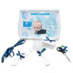 Tavita mot cu 6 piese albe si fundite bleumarin cu buline-Boss Bebe 35x20 cm  TMB03