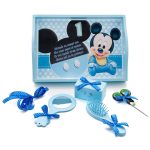 Tavita mot cu 6 piese bleu si fundite albastru electric cu buline - Mickey Mouse 35x20 cm TMB05
