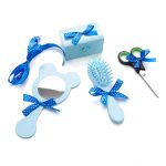 Tavita mot cu 6 piese bleu si fundite albastru electric cu buline -Mickey Mouse 35x20 cm TMB08 - imagine 2