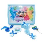 Tavita mot cu 6 piese bleu si fundite albastru electric cu buline -Mickey Mouse 35x20 cm TMB08