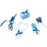 Tavita mot cu 6 piese cu fundite bleu cu buline - Mickey si Prietenii - Albastru 35x20 cm TMB12 - imagine 2