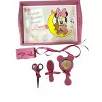 Tavita turta cu 6 piese roz cu fundite roz cu buline - Minnie Luna -35x20 cm TTF15