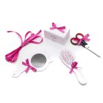 Tavita turta cu 6 piese roz si fundite ciclame cu buline - Minnie Mouse - 35x20 cm  TTF17 - imagine 2