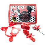 Tavita turta cu 6 piese si fundite cu buline, Rosie - Minnie Mouse 35x20 cm TTF21
