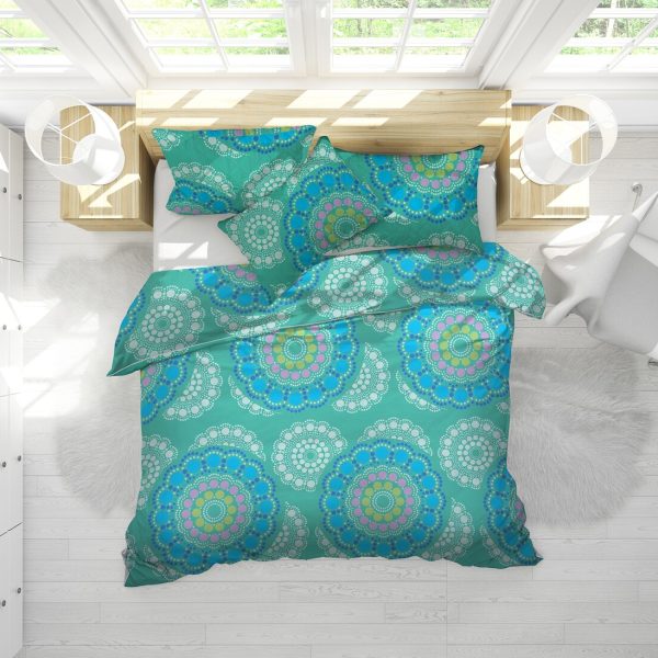 Pilota Blue Mandala, microfibra matlasata, 140x200 cm, 250g/mp