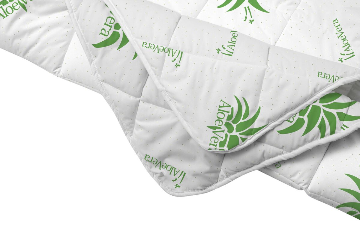 Set Aloe Vera Essence, 2 perne microfibra 50x70 cm si pilota matlasata 350g/mp, 200x220 cm - imagine 8