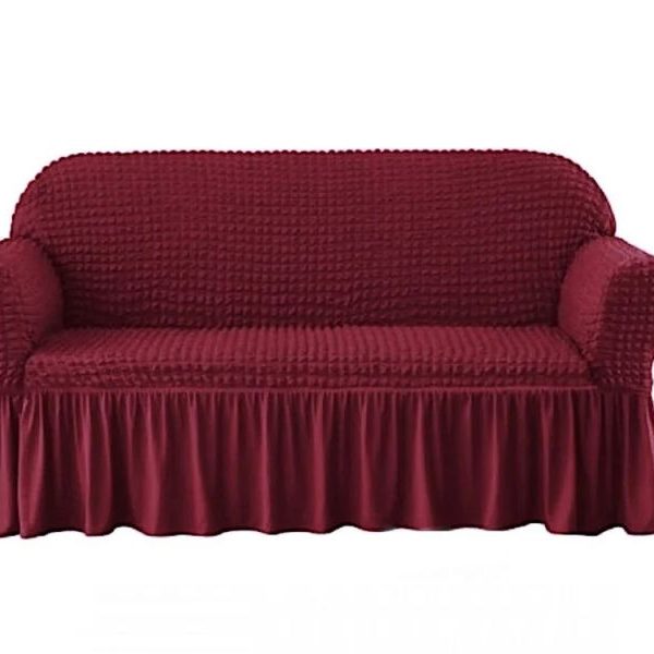 Husa cu volan canapea 3 locuri - material creponat bordo