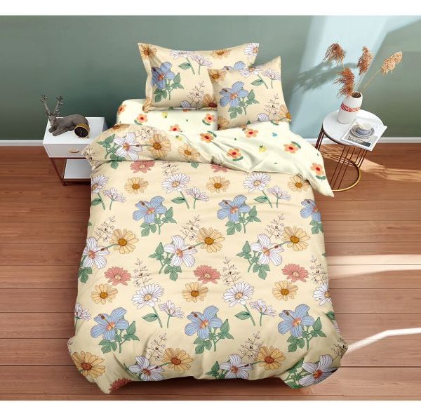 Lenjerie de pat 1 persoana , Material Textil tip Finet, 4 piese, LF-S15