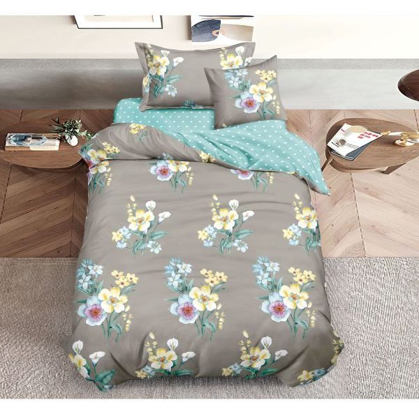 Lenjerie de pat 1 persoana , Mayterial Textil tip  Finet, 4 piese, LF-S16