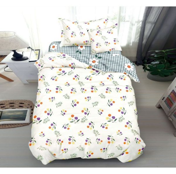 Lenjerie de pat 1 persoana , Material Textil tip Finet, 4 piese, LF-S23