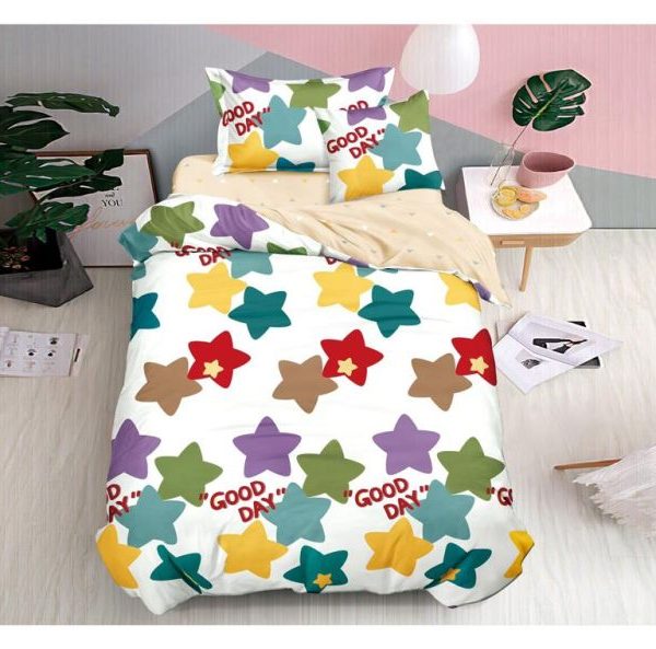 Lenjerie de pat 1 persoana , Material Textil tip Finet, 4 piese, LF-S24