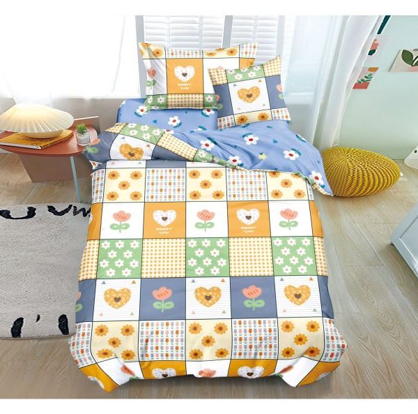 Lenjerie de pat 1 persoana , Material Textil tip Finet, 4 piese, LF-S26