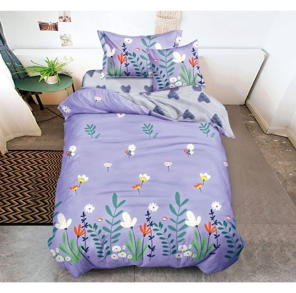 Lenjerie de pat 1 persoana , Material Textil tip Finet, 4 piese, LF-S27