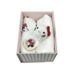 Set 2 scutece muselina bumbac organic + zornaitoare crosetata Hello Kitty - imagine 2