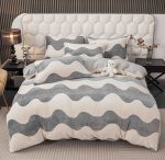 Set lenjerie cocolino pufoasa, cu elastic, pat 2 persoane, 4 piese